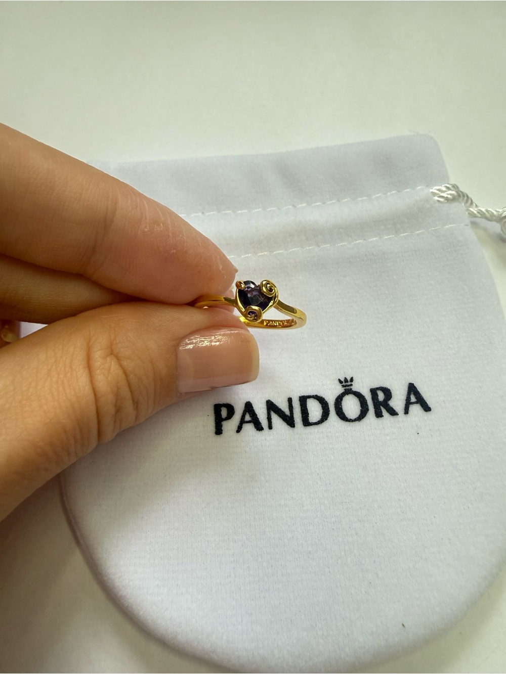 Pandora Nightmare Before Christmas Sally Purple Heart Ring gold plating size 6